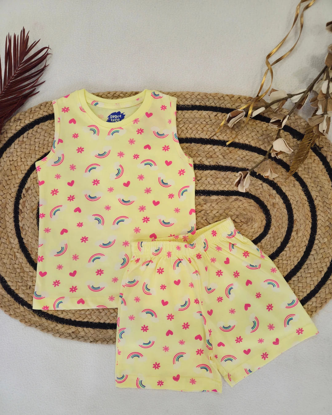Rainbow & Hearts - Girls Sleeveless Co-ords