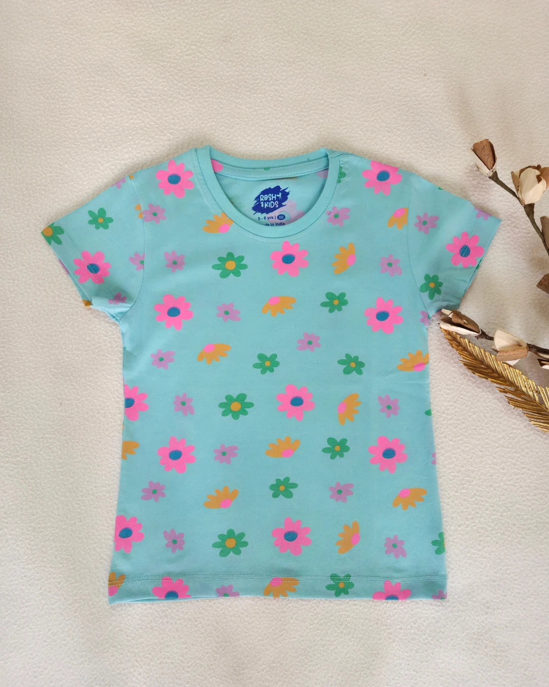 Bloomy Blue Floral Girls TShirt