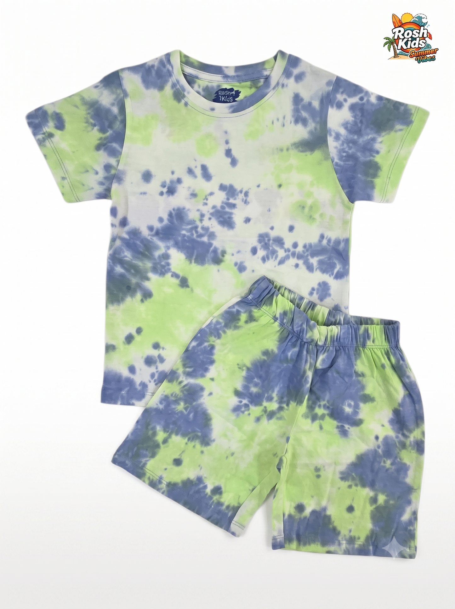 Neon Splash Cloudy Dye Shorts set