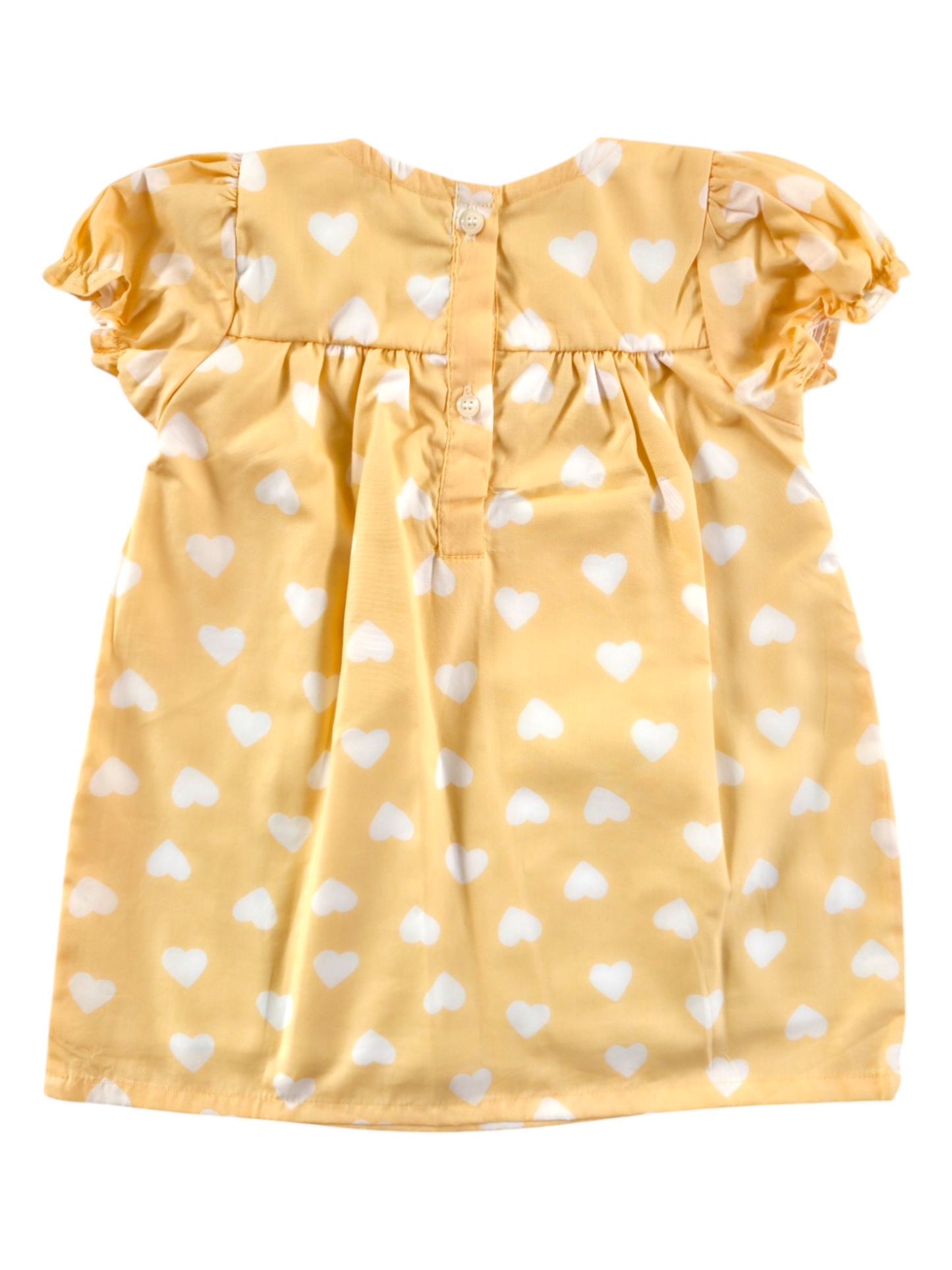 White Hearts - Cotton Woven baby frock with soft lining