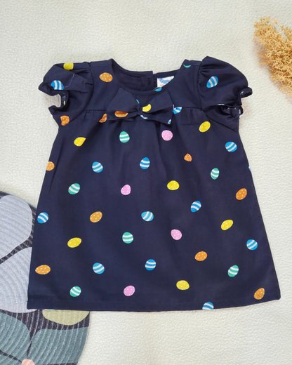 Blue Eggs - Cotton Woven baby frock with soft lining