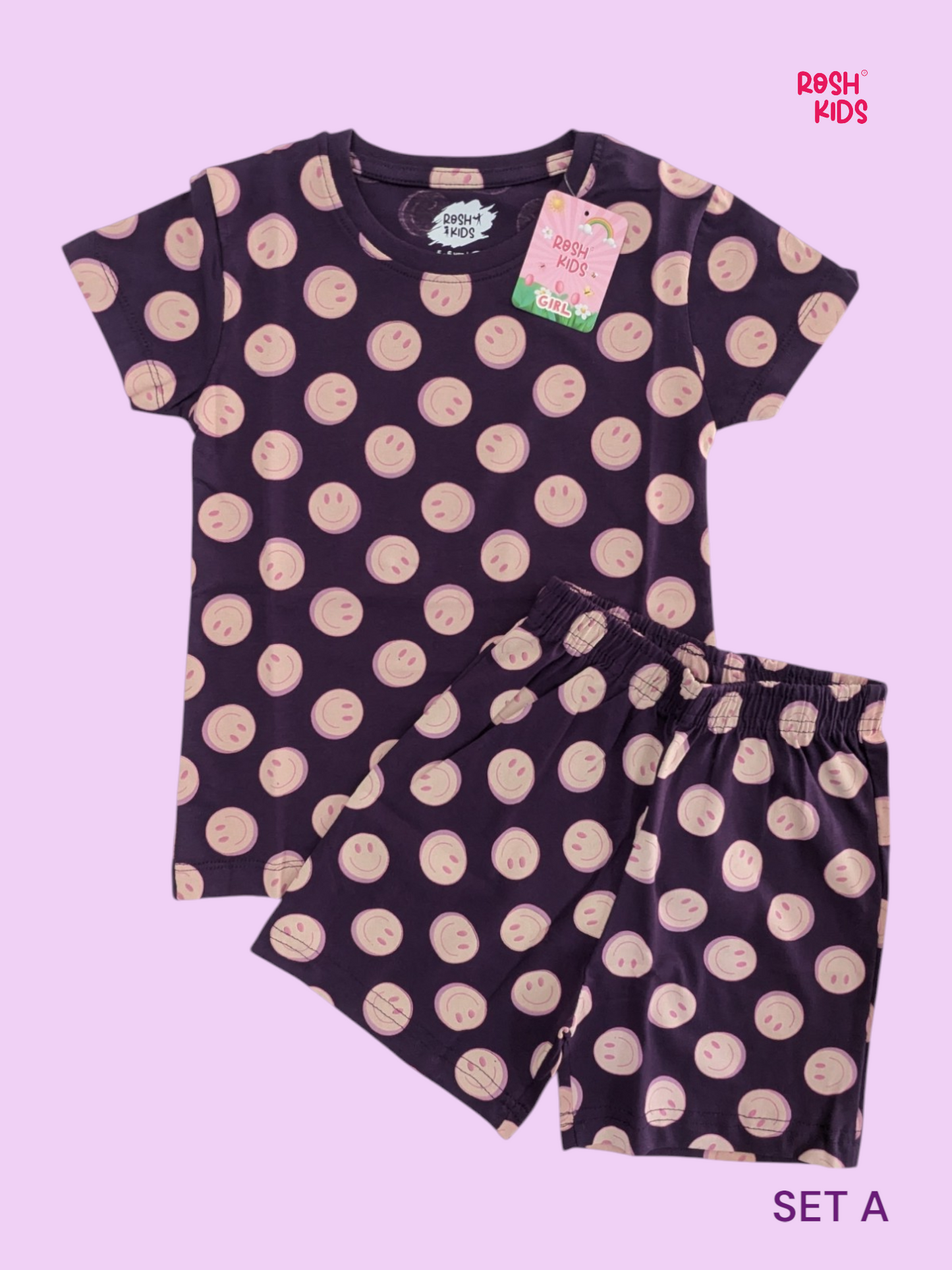 Smiley - Girls Shorts Co-ords