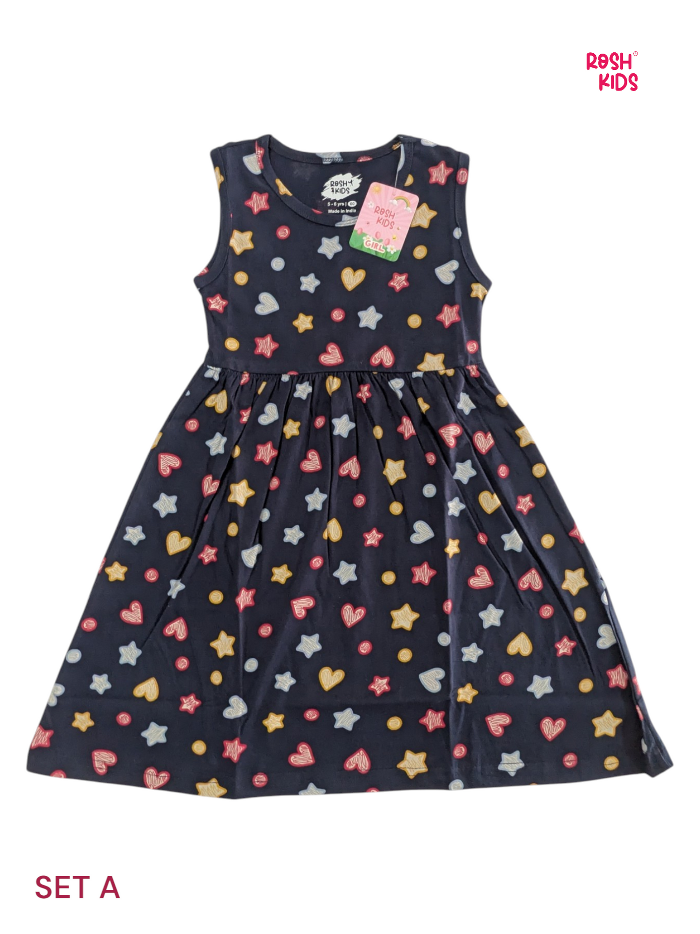 Hearts and Stars - Girls Sleeveless Frock