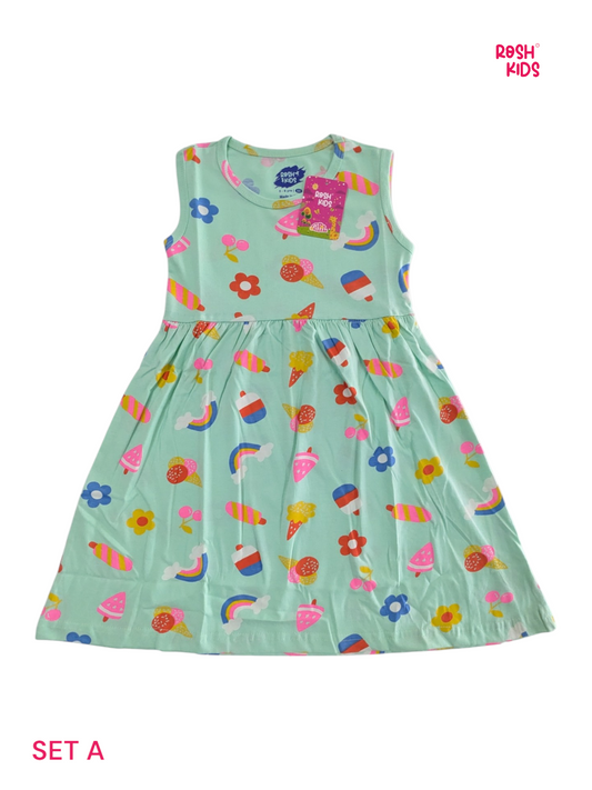 Icecream World - Girls Sleeveless Frock