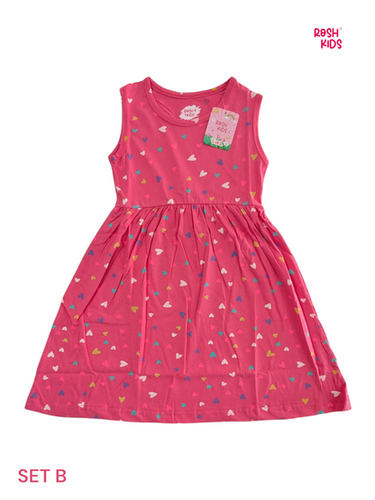 Multi Hearts - Girls Sleeveless Frock