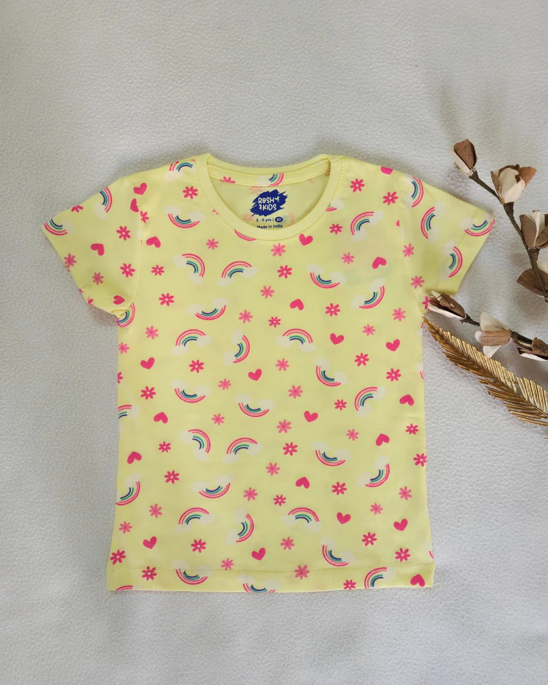 Yellow Happiness - Girls Hosiery Cotton T-Shirt