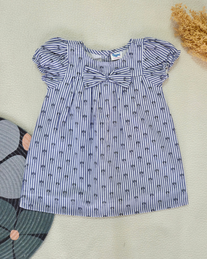 Blue Stripes - Cotton Woven baby frock with soft lining