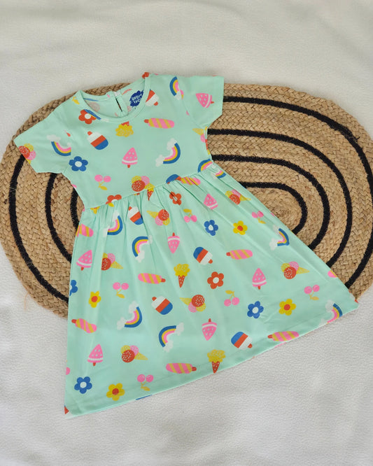 Icecream World - Girls half Sleeve Frock