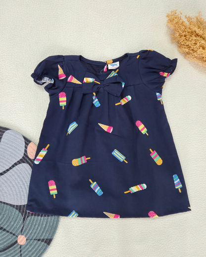 Ice creams - Cotton Woven baby frock with soft lining