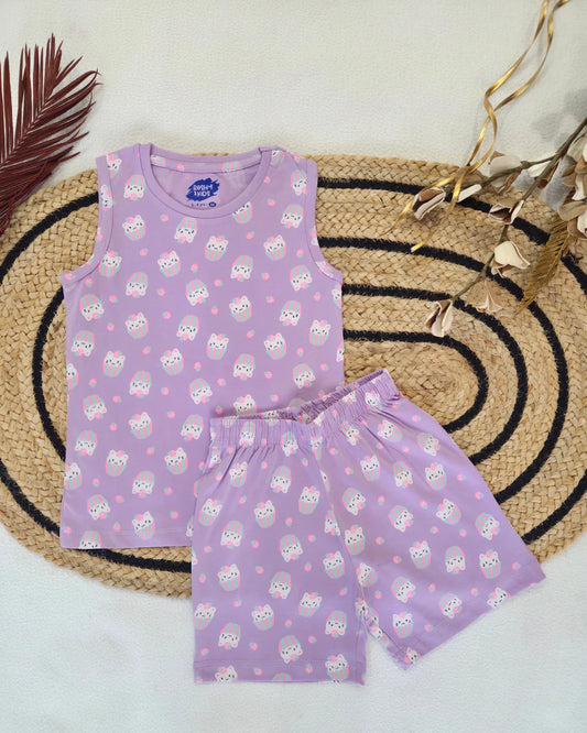 Kitty in cup - Girls Sleeveless Co-ords