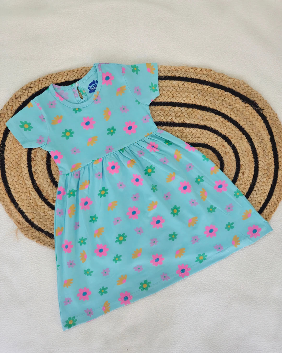 Flowers and Leaves - Girls half Sleeve Frock