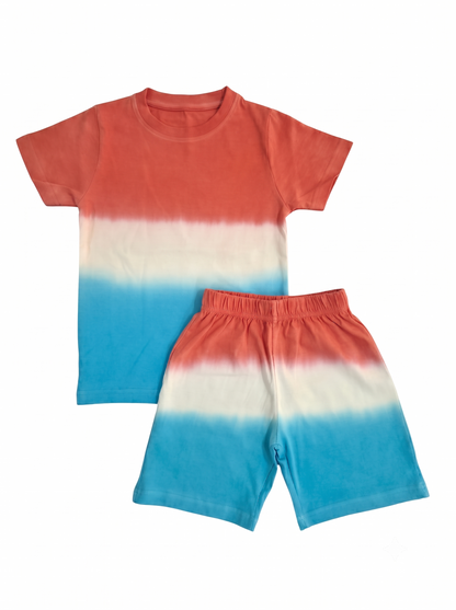 Sunset Popsicle Tie-Dye Shorts Set