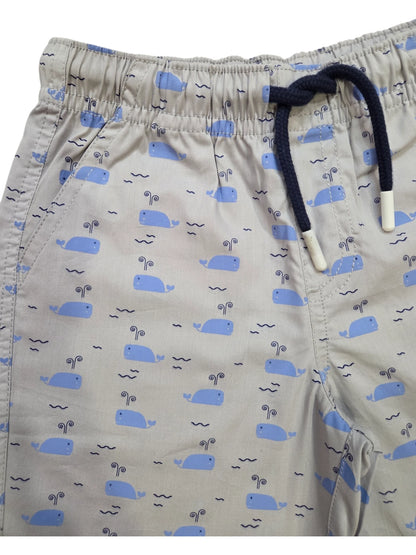 WHALE WAVES-BOYS COTTON SHORTS WITH POCKET
