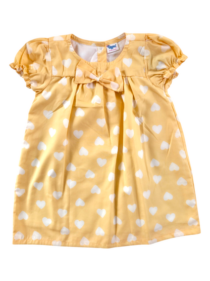 White Hearts - Cotton Woven baby frock with soft lining
