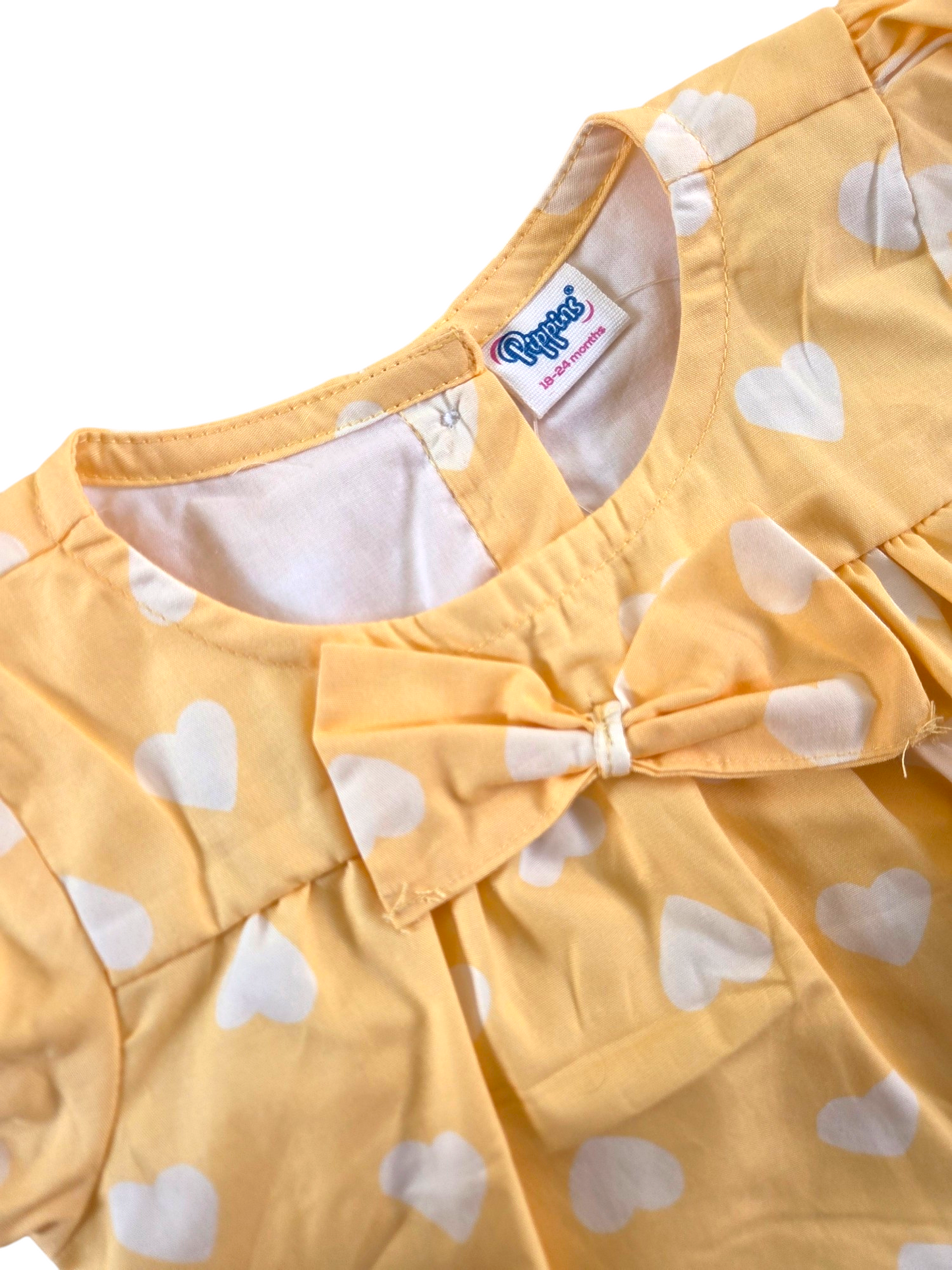 White Hearts - Cotton Woven baby frock with soft lining