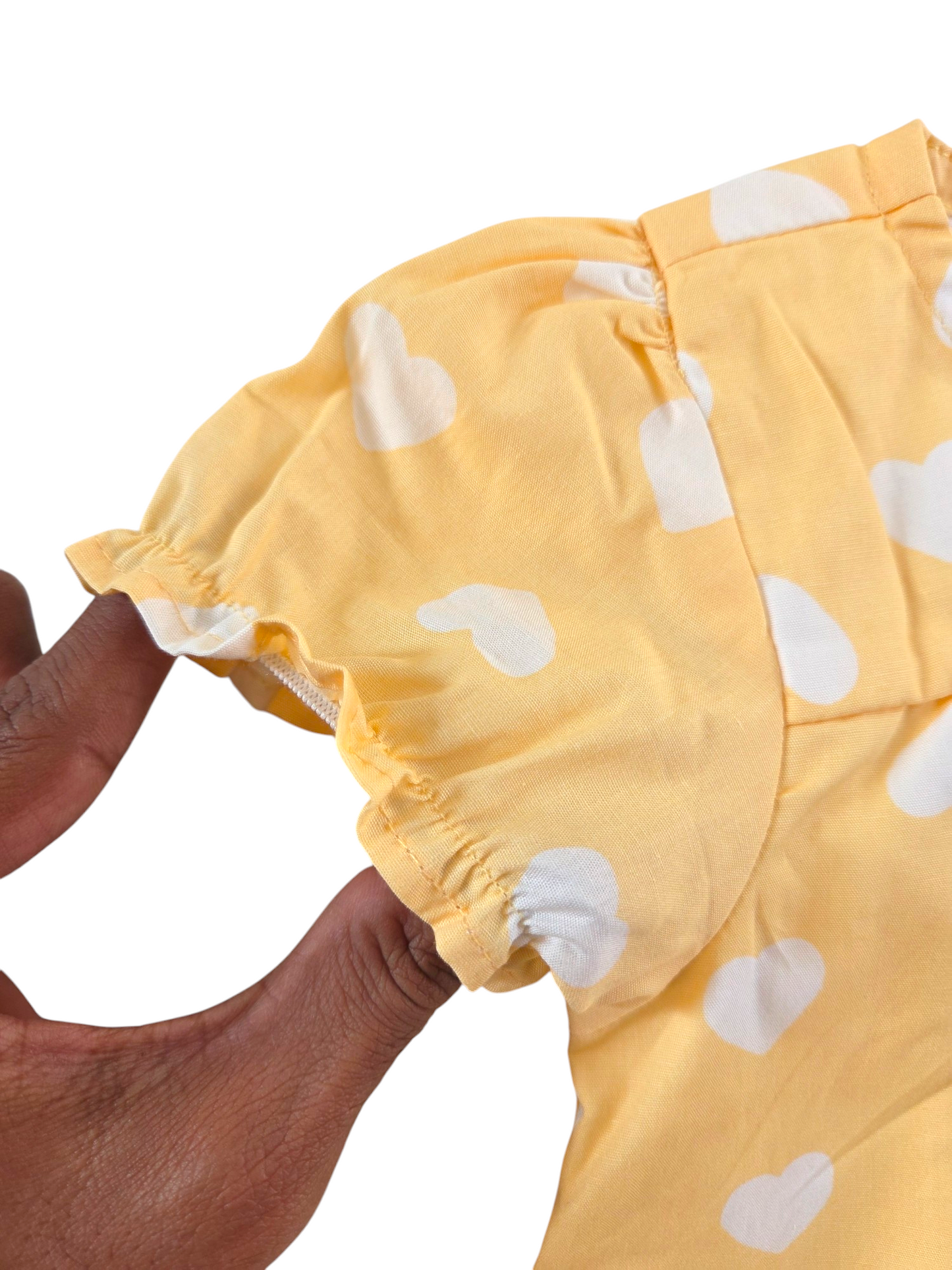 White Hearts - Cotton Woven baby frock with soft lining