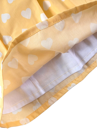 White Hearts - Cotton Woven baby frock with soft lining