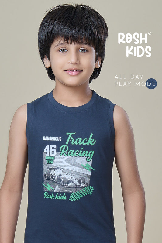 Track Racing - Boys Sleeveless T-Shirt