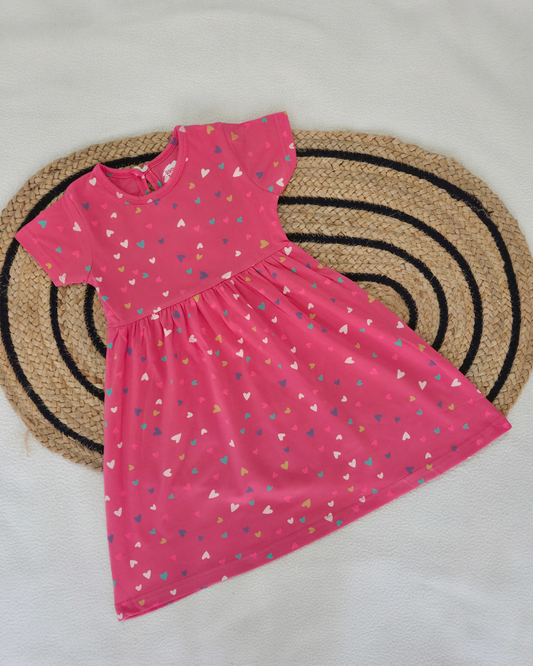 Multi Hearts - Girls half Sleeve Frock